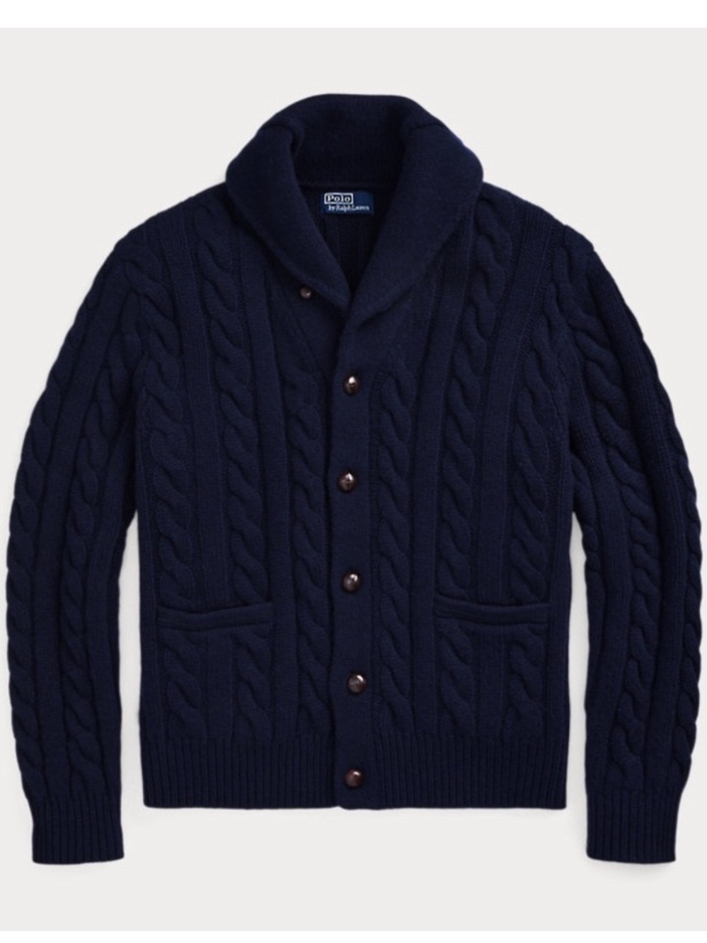 Polo Ralph Lauren Cable Knit Wool Cashmere Cardigan in Navy XL - Picture 1 of 5